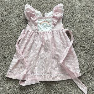 Pink Dress with Rainbow Embroidery